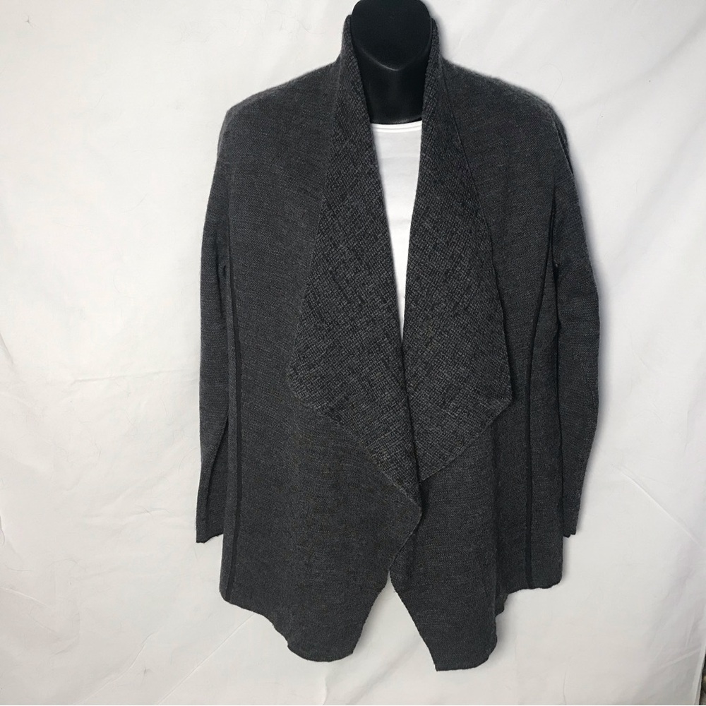 EILEEN FISHER 100% MARINO WOOL OPEN CARDIGAN GREY SIZE MEDIUM
